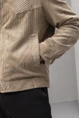Dreyer Fitilli Kadife Kumaş Fileto Cepli Fermuarlı Erkek Ceket - Bej thumbnail 5