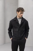 Gaspar Kaşe Kumaş Düğmeli Rahat Kalıp Erkek Ceket - Siyah - 2