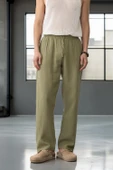 Hafif ve Rahat Müslin Baggy Erkek Pantolon - Haki thumbnail 3