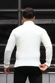 Bardem Saç Örgülü Yarım Fermuar Erkek Triko Kazak - Ekru thumbnail 6