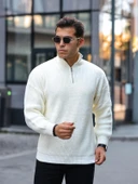 Premium Yarım Fermuar Boğazlı Kazak - Ekru thumbnail 1