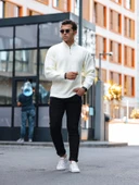 Premium Yarım Fermuar Boğazlı Kazak - Ekru thumbnail 5