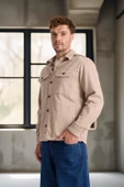 Brad Gabardin Kumaş Yan Cepli Erkek Kot Ceket - Kum Beji thumbnail 2