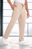Scuba Modal Kumaş Relaxed Fit Erkek Eşofman Altı Pantolon - Bej thumbnail 1