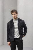 Dreyer Fitilli Kadife Kumaş Fileto Cepli Fermuarlı Erkek Ceket - Siyah thumbnail 6
