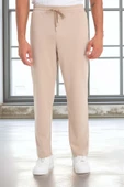 Scuba Modal Kumaş Relaxed Fit Erkek Eşofman Altı Pantolon - Bej thumbnail 3