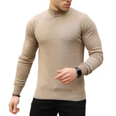 Reglan Kol Yarım Balıkçı İnce Kazak - Vizon thumbnail 4