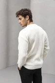 Wes Selanik Örgü 3 Düğmeli Yarım Pat Rahat Kalıp Erkek Triko Kazak - Ekru thumbnail 6