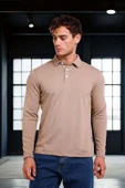 Ridley Regular Fit Doubleface Interlok Polo Yaka Erkek Sweatshirt - Bej thumbnail 7