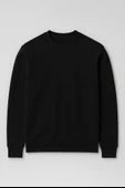 Wenders Relax Fit Basic Fırçalı Interlok Bisiklet Yaka Erkek Sweatshirt - Siyah thumbnail 1