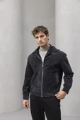 Dreyer Fitilli Kadife Kumaş Fileto Cepli Fermuarlı Erkek Ceket - Siyah thumbnail 3
