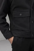Gaspar Kaşe Kumaş Düğmeli Rahat Kalıp Erkek Ceket - Siyah - 3