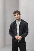 Dreyer Fitilli Kadife Kumaş Fileto Cepli Fermuarlı Erkek Ceket - Siyah thumbnail 5