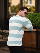 Yatay Şerit Çizgi Triko Kazak - Su Yeşili thumbnail 3