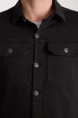 Brad Gabardin Kumaş Yan Cepli Erkek Kot Ceket - Siyah thumbnail 3