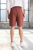Hafif ve Rahat Duble Paça Müslin Erkek Şort - Kiremit thumbnail 9