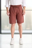 Hafif ve Rahat Duble Paça Müslin Erkek Şort - Kiremit thumbnail 1