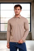 Ridley Regular Fit Doubleface Interlok Polo Yaka Erkek Sweatshirt - Bej thumbnail 2
