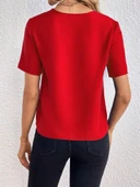 Kadın Kısa Kollu V Yakalı Ithal Krep Elbise thumbnail 4