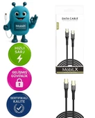 Samsung Xiaomi Oppo Reeder Huawei Uyumlu 60W Örgülü Işıklı Type C To Type C Hızlı Şarj ve Data Kablosu MU-09 - 1