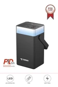 Torima TRM-1061 Siyah 60.000 mAh Type-C + Lightning + USB  Taşınabilir 22,5 W Hızlı Şarj Dijital Göstergeli RGB Led Işıklı Powerbank thumbnail 1