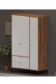 Alfimo Mobilya BOHEM 3 KAPAKLI CEVİZ GÖVDE BEYAZ KAPAKLI ÇOK AMAÇLI DOLAP - 1