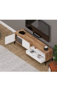 Alfimo Mobilya NOVA 2 KAPAKLI ÇEKMECELİ TV ÜNİTESİ CEVİZ&BEYAZ - 3