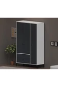 Alfimo Mobilya BOHEM 3 KAPAKLI BEYAZ GÖVDE ANTRASİT KAPAKLI ÇOK AMAÇLI DOLAP - 1