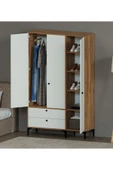 Alfimo Mobilya BOHEM 3 KAPAKLI CEVİZ GÖVDE BEYAZ KAPAKLI ÇOK AMAÇLI DOLAP - 3