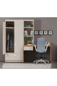 Alfimo Mobilya ESSENZA KİTAPLIKLI ÇALIŞMA MASASI VE 2 KAPAKLI DOLAP SETİ KUMBEJİ GÖVDE CEVİZ MASA - 2