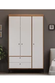 Alfimo Mobilya BOHEM 3 KAPAKLI CEVİZ GÖVDE BEYAZ KAPAKLI ÇOK AMAÇLI DOLAP - 2