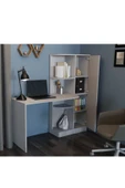 Alfimo Mobilya WANDA KİTAPLIKLI RAFLI BEYAZ ÇALIŞMA MASASI - 2