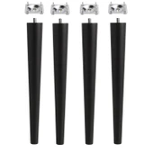 4 Adet Ahşap Ayak 50 Cm Siyah M8 Civatalı Bağlantı Aparatlı Mobilya Tabure Sehpa Masa Destek Ayağı thumbnail 6