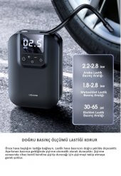 Usams US-ZB215 350PSI 5000mah Şarjlı Çok Amaçlı Taşınabilir Hava Pompası - 7