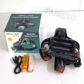 SMALL SUN 50W 1500 Lümen 1 KM Menzilli USB Şarjlı, Zoom Özellikli Kafa Feneri - 6