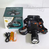 SMALL SUN 50W 1500 Lümen 1 KM Menzilli USB Şarjlı, Zoom Özellikli Kafa Feneri - 7