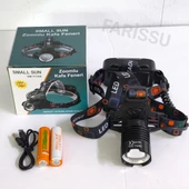 SMALL SUN 50W 1500 Lümen 1 KM Menzilli USB Şarjlı, Zoom Özellikli Kafa Feneri - 8