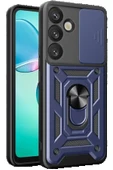 Samsung Galaxy S25 Plus Kılıf Pars Lens Yüzüklü Silikon - Lacivert - 1