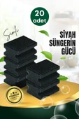 20 Adet Oluklu Siyah Simli Bulaşık Süngeri  Özel Dokulu Dayanıklı Pinterest Temizlik Süngeri Seti - 1
