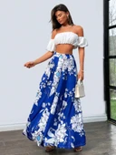 Kadın çiçek Baskılı Maxi Boy Süprem Etek thumbnail 3