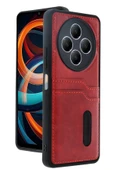 Xiaomi Redmi 14C Kılıf Sara Kartvizitli Deri Kılıf - Kırmızı - 1