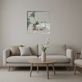 Zarif Çiçek Motifli Dekoratif Aynalı Tablo - 1