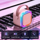 Mini Taşınabilir Bluetooth Karaoke Hoparlör Kablosuz Mikrofon Ses Bombası - 6