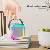 Mini Taşınabilir Bluetooth Karaoke Hoparlör Kablosuz Mikrofon Ses Bombası - 2