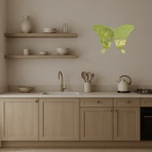 Zarif Kelebek Dekoratif  Altın Aynalı Tablo - 3