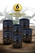 6 Adet Siyah Bronz Mermer Desenli Dekoratif Cam Kokusuz Küllük Kül Tablası Seti 425 Cc - 1
