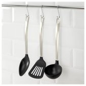 3 Parça Mutfak Gereçleri Seti, Paslanmaz Çelik İkea Kepçe,Spatula,Kaşık Set - 1