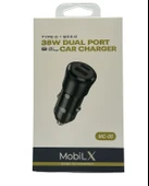 MobiLX 38W Araç Şarj Cihazı – Çift USB Çıkışlı | Type-C + QC 3.0 | Model: MC-05 - 2