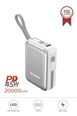 Torima TRM-1018 Beyaz 10000 mAh Type-C Giriş + Lightning + Usb Taşınabilir 45 W Hızlı Şarj Dijital Göstergeli Powerbank - 1