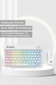 Torima TMK-09 Beyaz Şarj Edilebilir RGB Işıklı Kablosuz Klavye Mouse Seti thumbnail 3